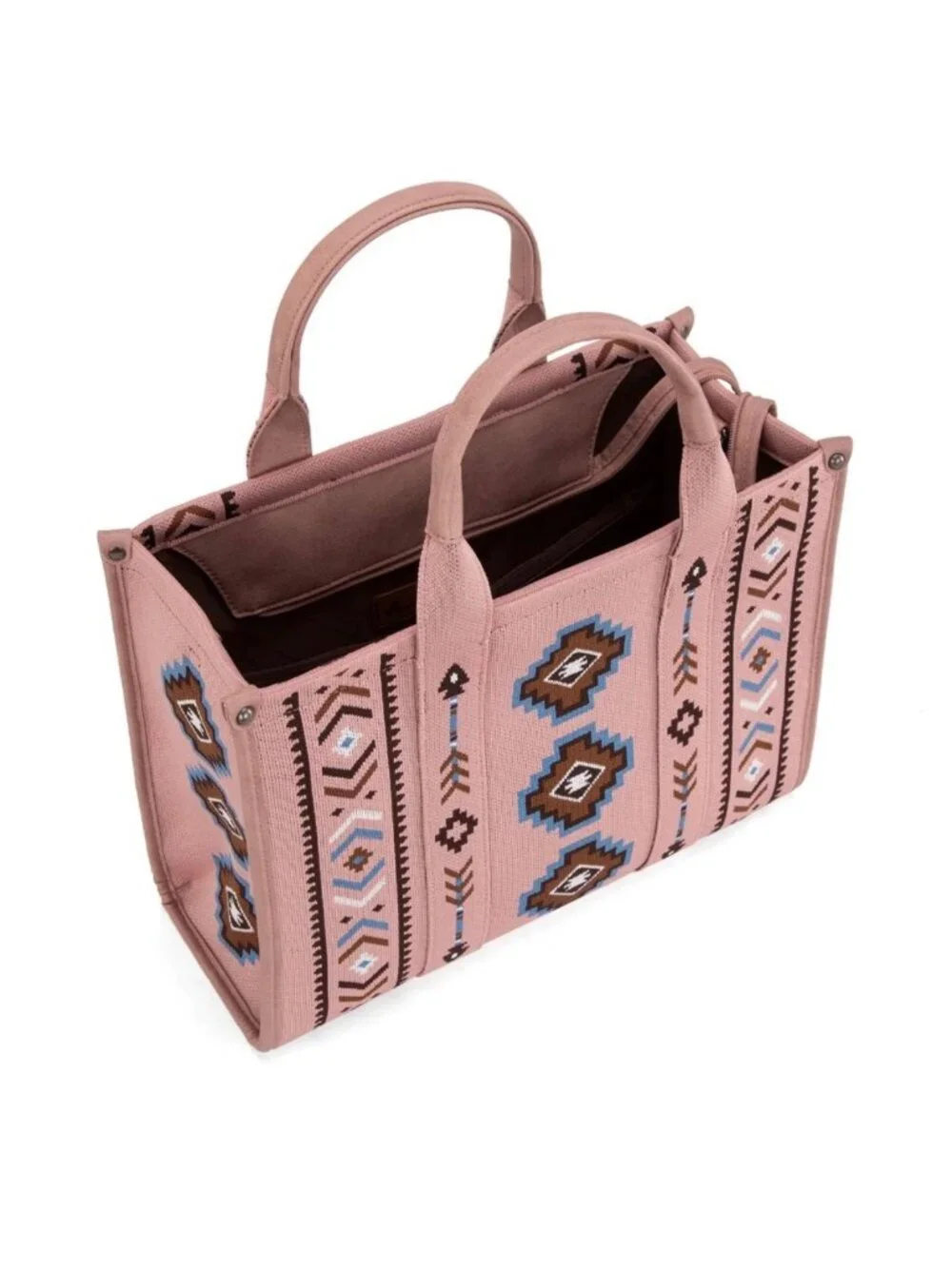 Montana West Aztec Retro Arrows Dual Sided Print Large Tote/Crossbody Pink